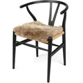 Galette de chaise en peau de mouton | Poils longs | Nouvelle-Zélande | Dos en tissu | 40x40 cm