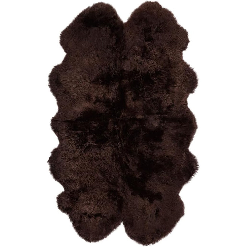 Tapis en peau de mouton mérinos poils longs – chocolat