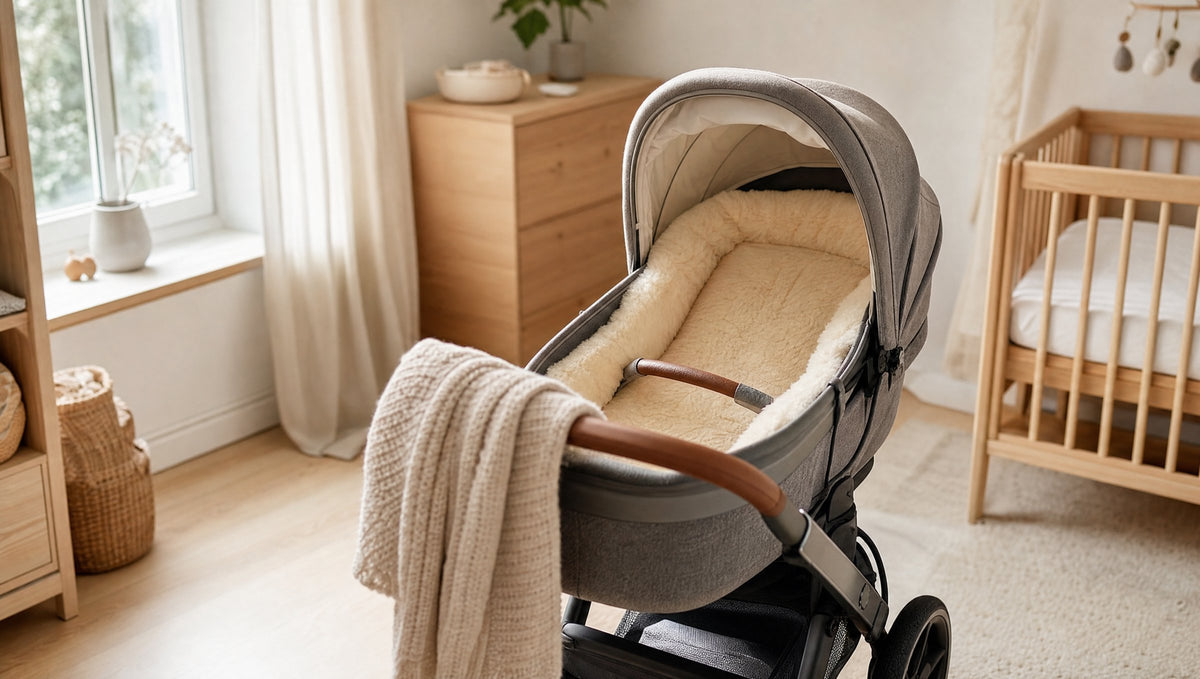 Peau d'agneau bébé dans la poussette