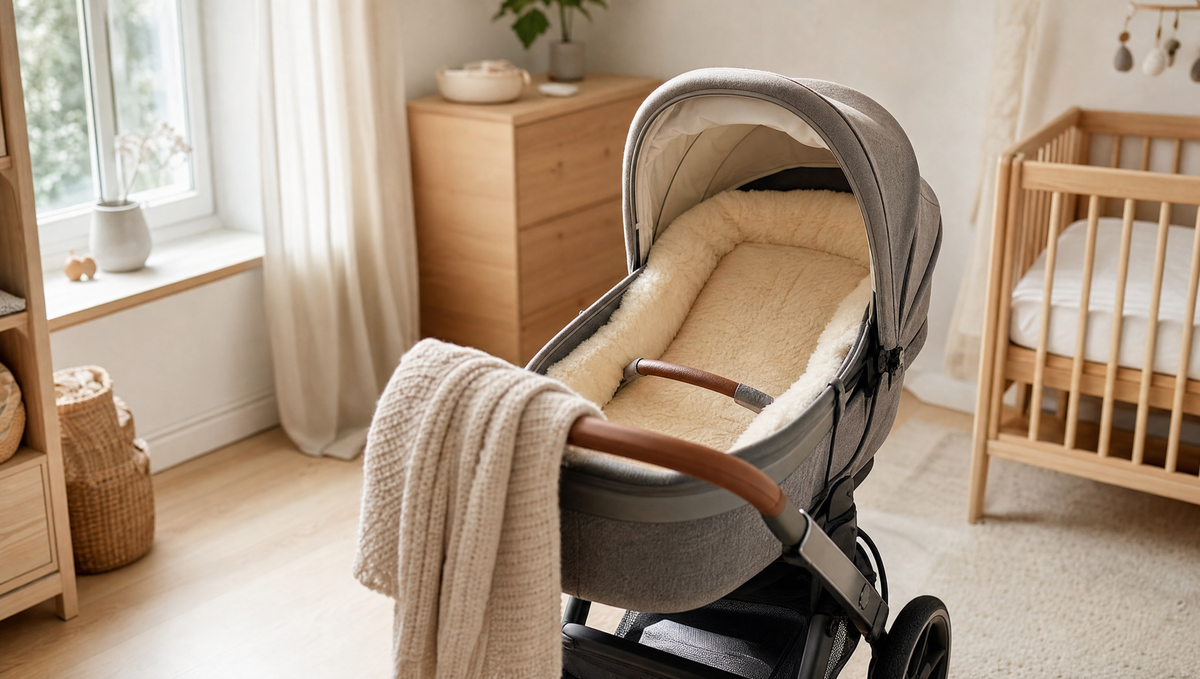 Peau d'agneau bébé dans la poussette