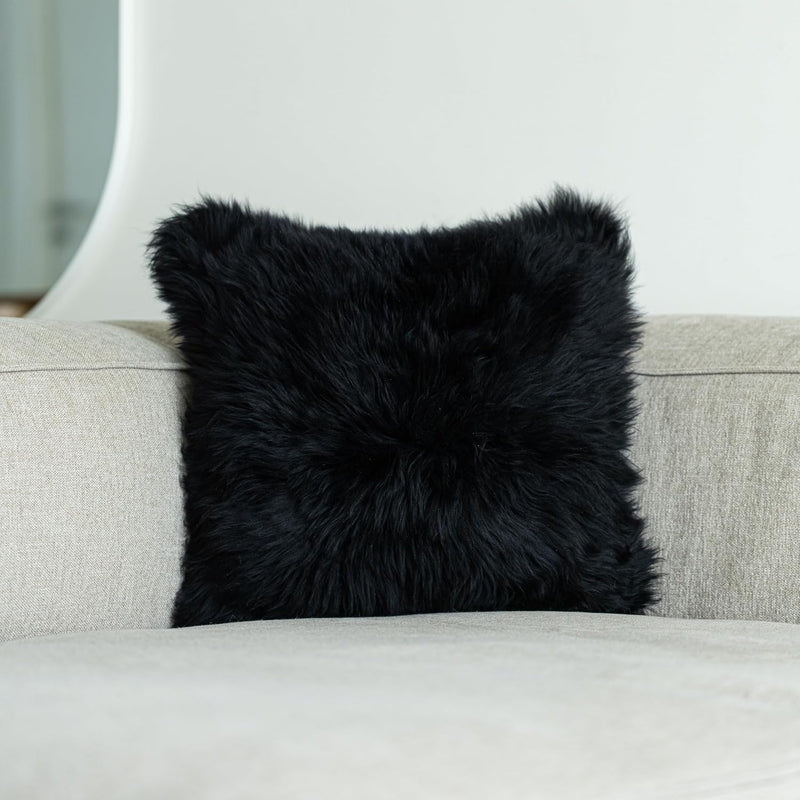 Housse de coussin en peau de mouton