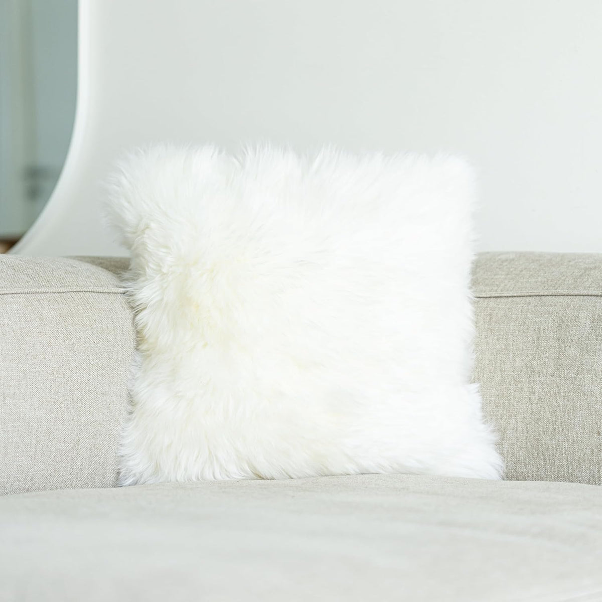 Housse de coussin en peau de mouton 40x40 – blanc