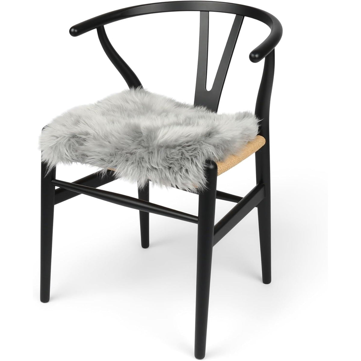 Galette de chaise en peau de mouton – gris clair