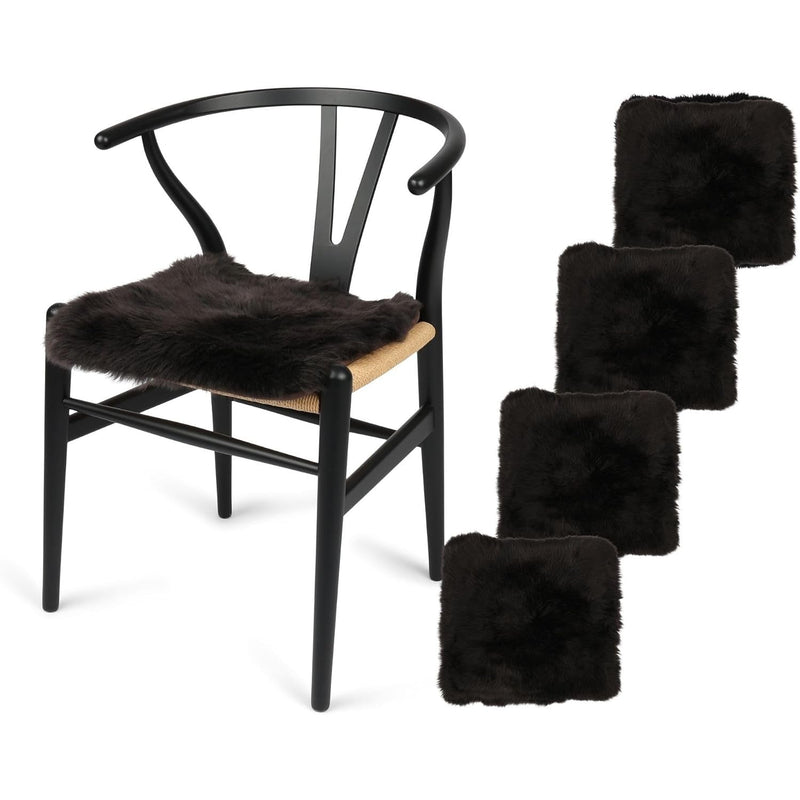 Galettes de chaise en peau de mouton lot de 4