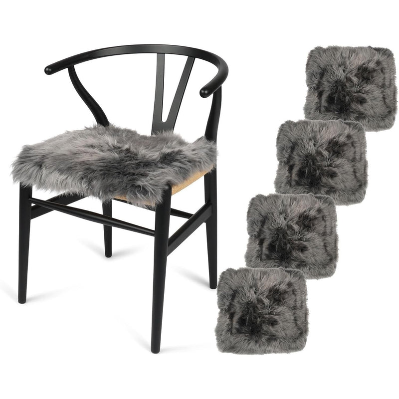 Galettes de chaise en peau de mouton lot de 4