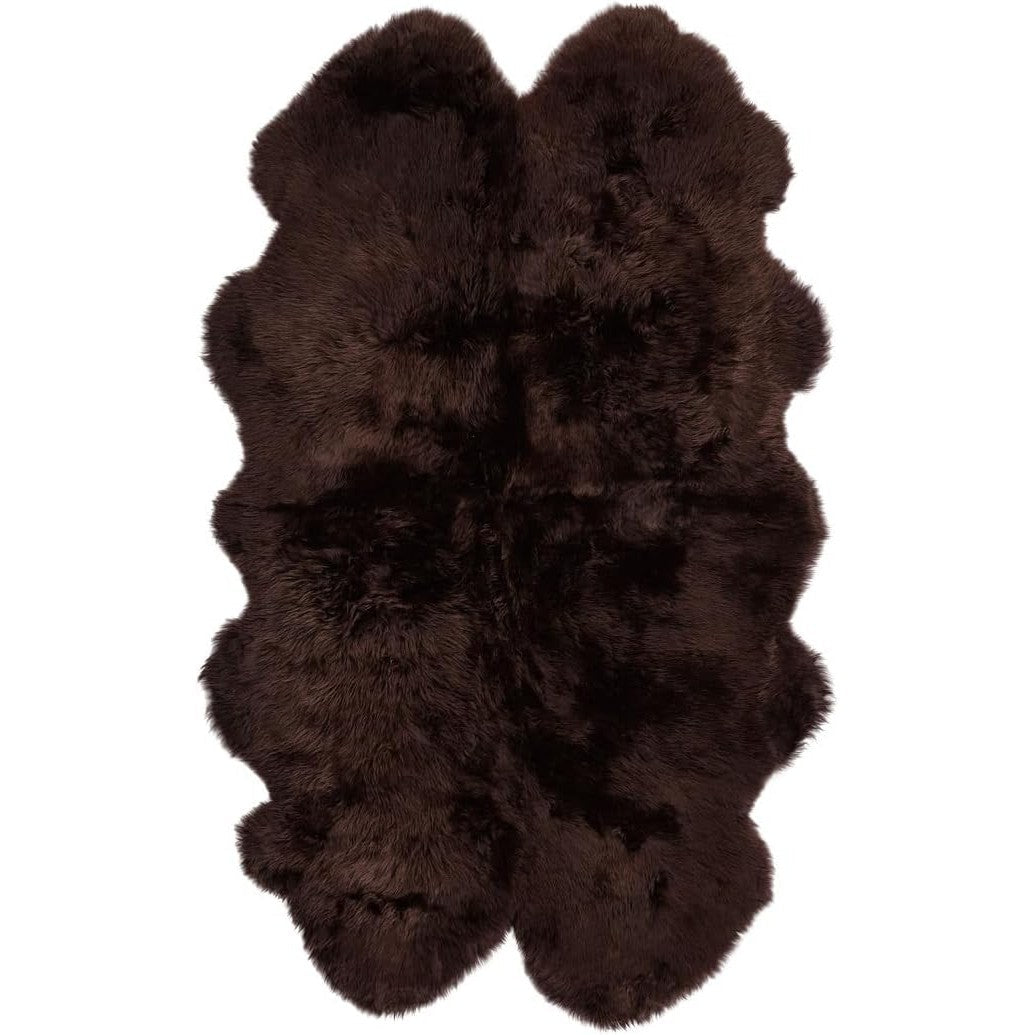 Tapis en peau de mouton mérinos poils longs – chocolat