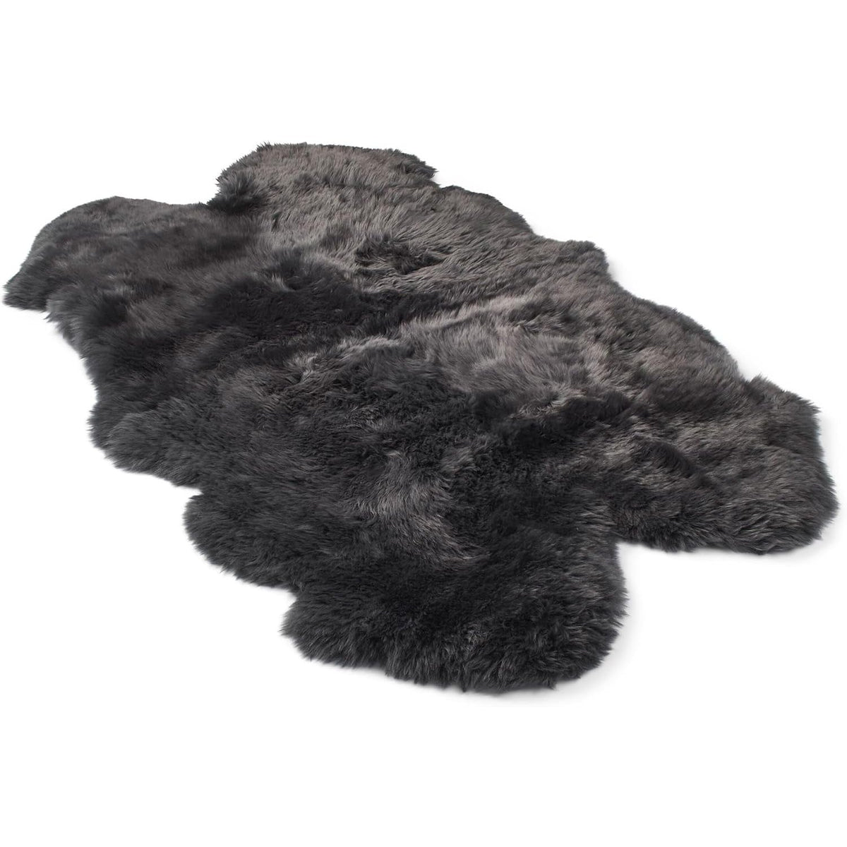 Tapis en peau de mouton mérinos poils longs – gris acier